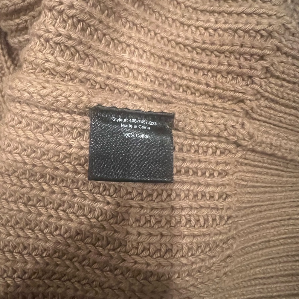 Jenni Kayne Oversized Cotton Fisherman Sweater, 2X, Camel/Beige/Caramel Color - Picture 8 of 9